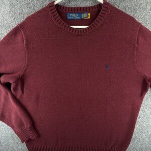 NWOT Polo Ralph Lauren Cotton Crewneck Sweater Red Wine XL Heavyweight Pullover